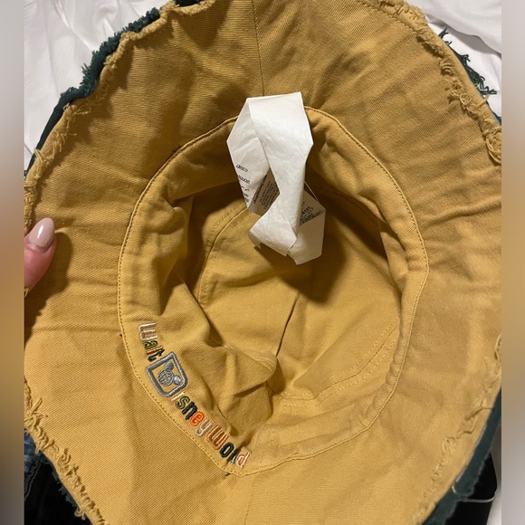 Disney Parks WDW Green & Yellow Raw Edge Reversible Bucket Hat Adult - Picture 6 of 7